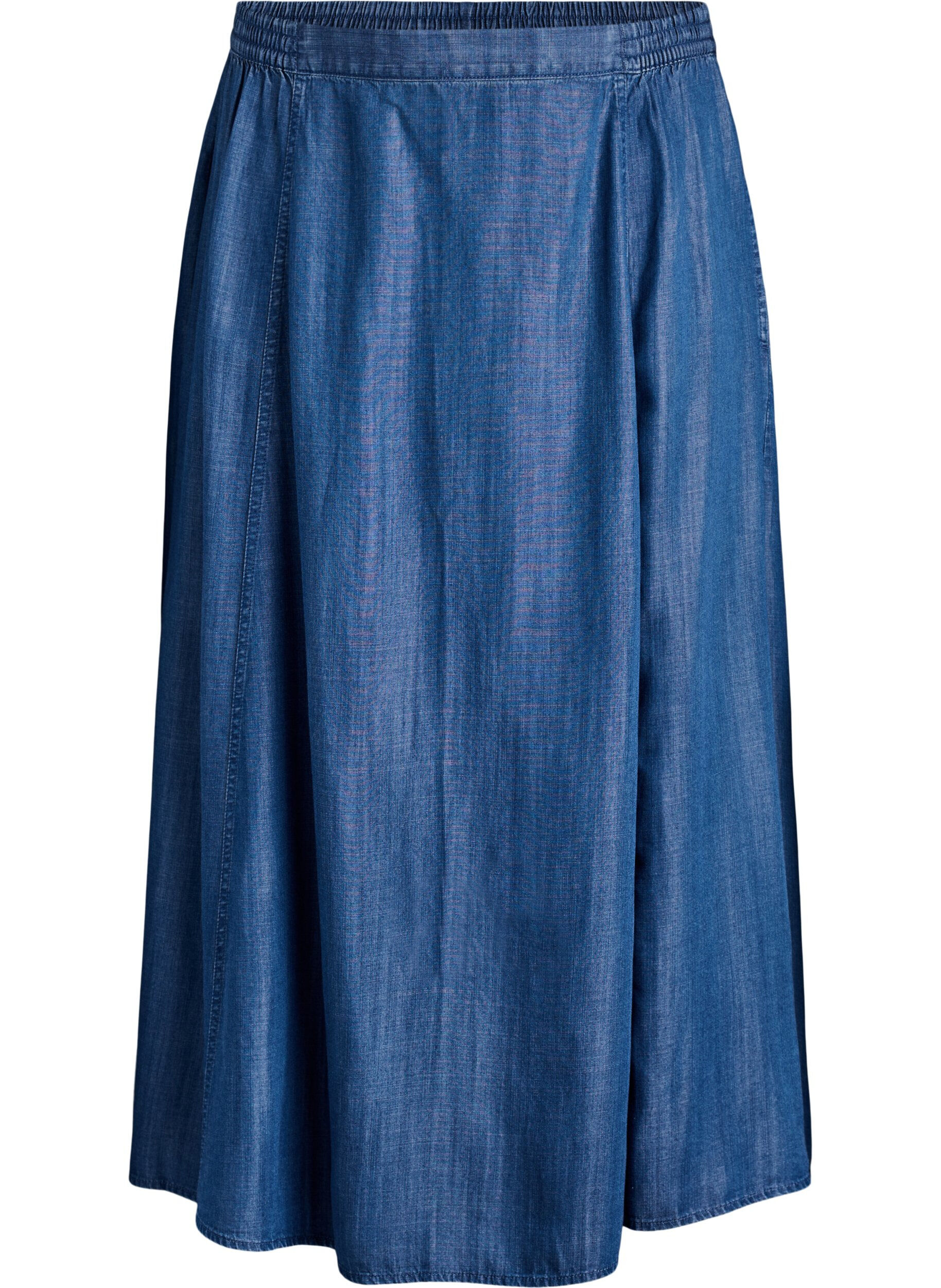 ZizziMaxirock aus Lyocell im Denim-Look, Blau, Packshot image number 0