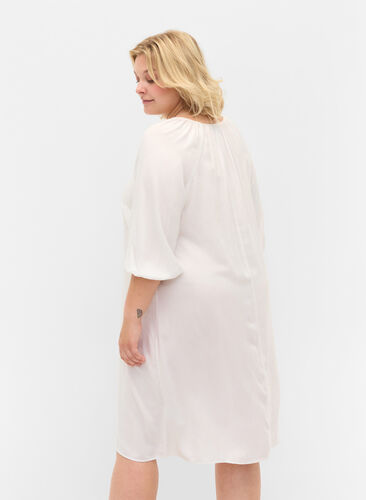 Viskosekleid mit V-Ausschnitt, Bright White, Model image number 1
