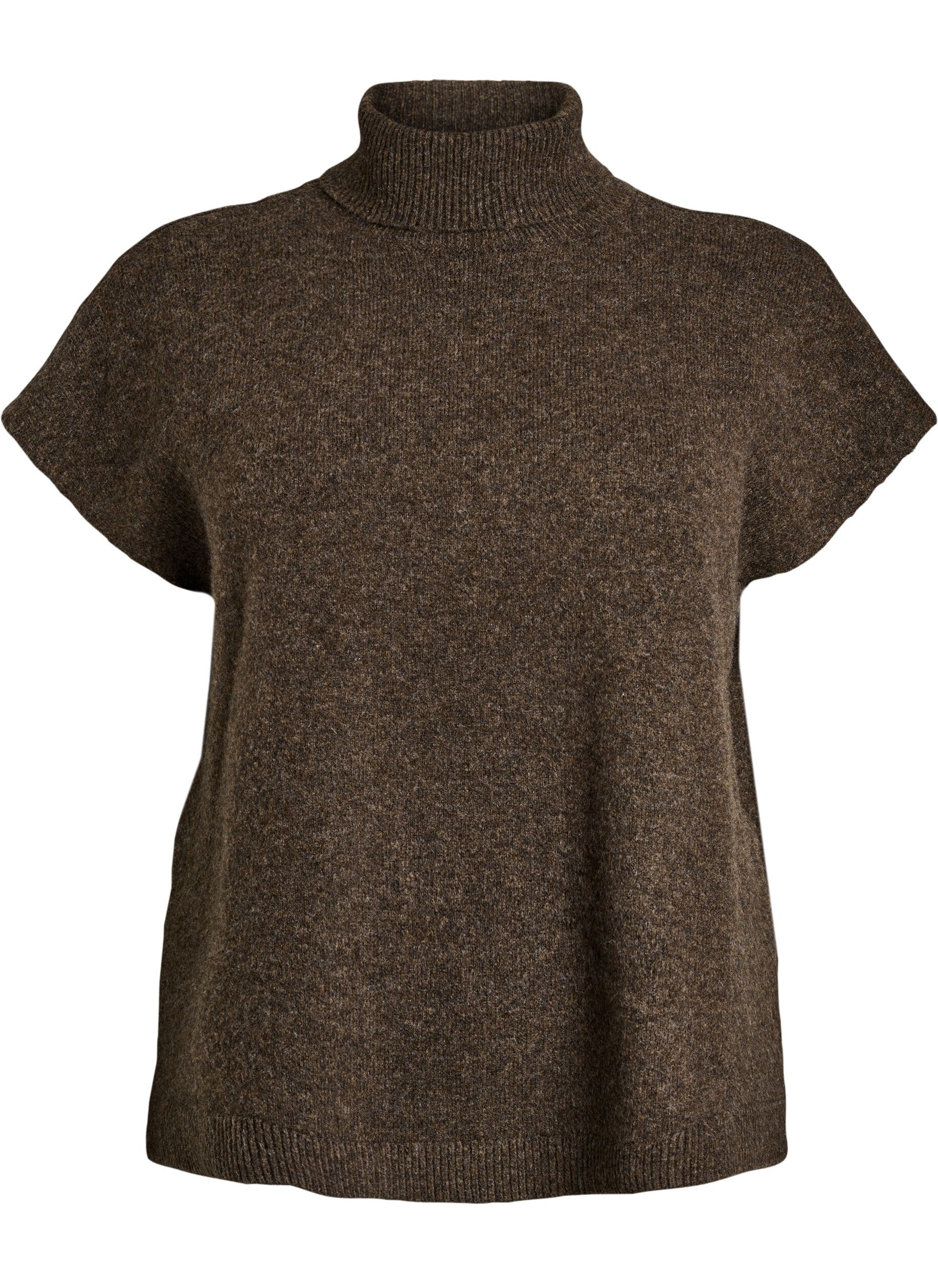 ZizziStrickweste mit Rollkragen, Braun, Packshot image number 0