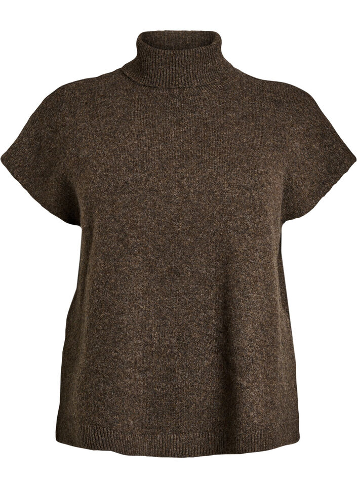 Strickweste mit Rollkragen, Braun, Packshot image number 0