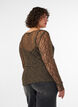 Bluse aus Mesh mit Muster und Glitzerfaden, Braun, Model image number 2