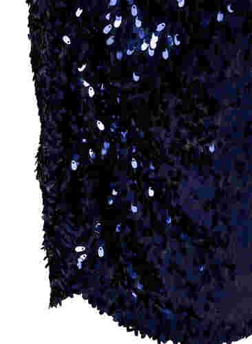 Kleid mit Pailletten und V-Ausschnitt, Evening Blue, Packshot image number 3