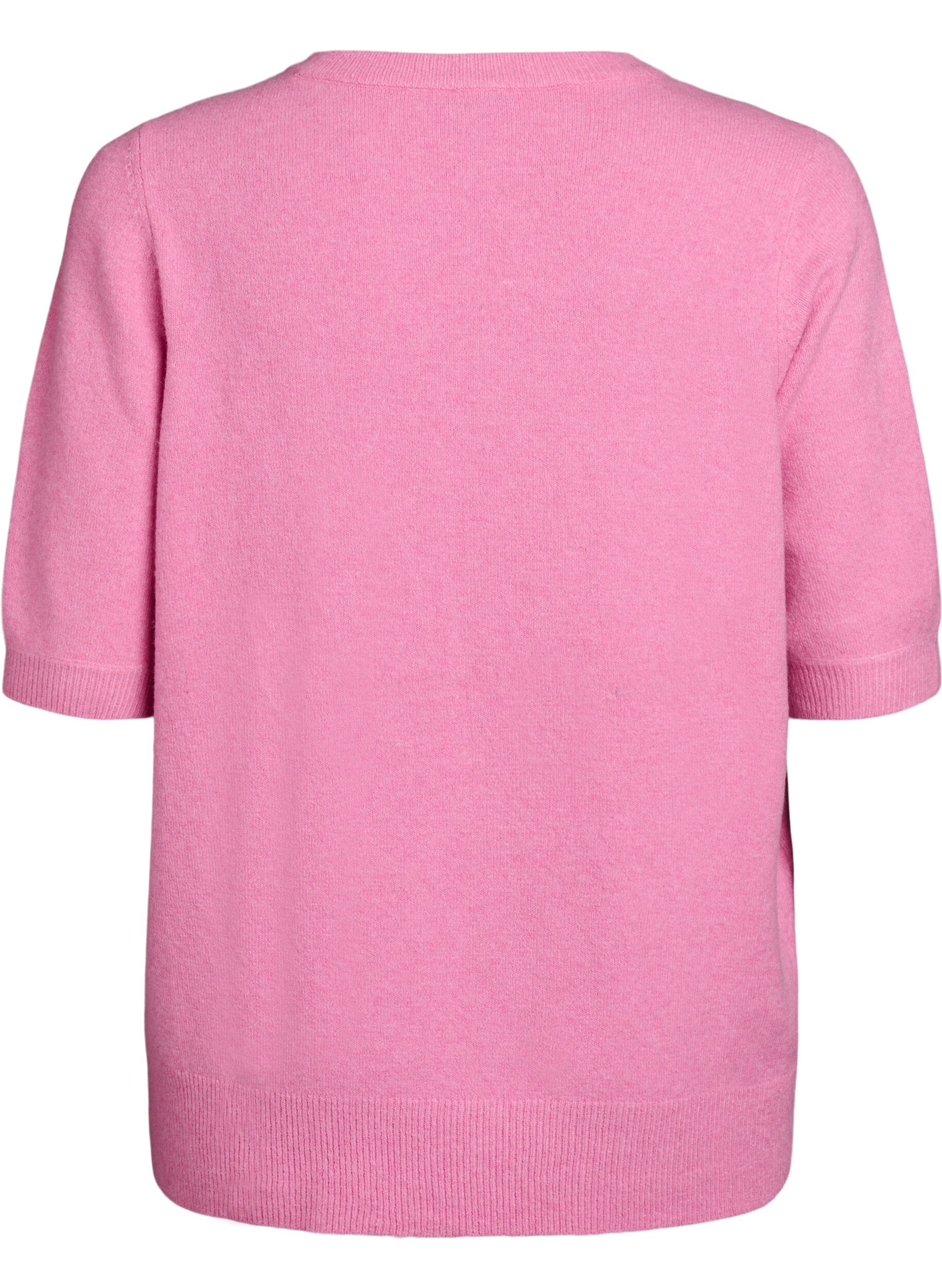 Zizzi Bluse aus Strick mit kurzen &Auml;rmeln, Pink, Packshot image number 1