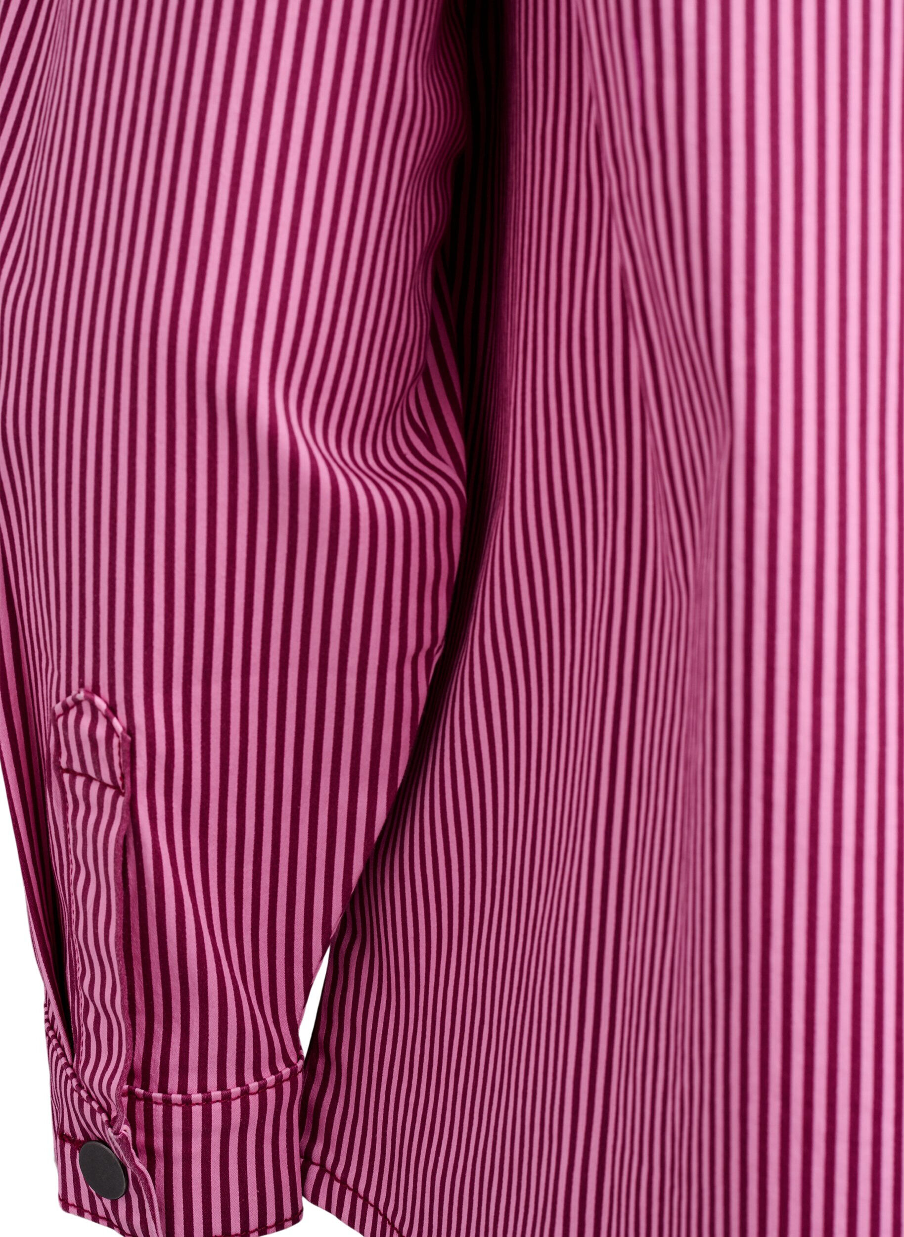 Zizzi Gestreiftes Hemd mit Taschen, Rot, Packshot image number 4