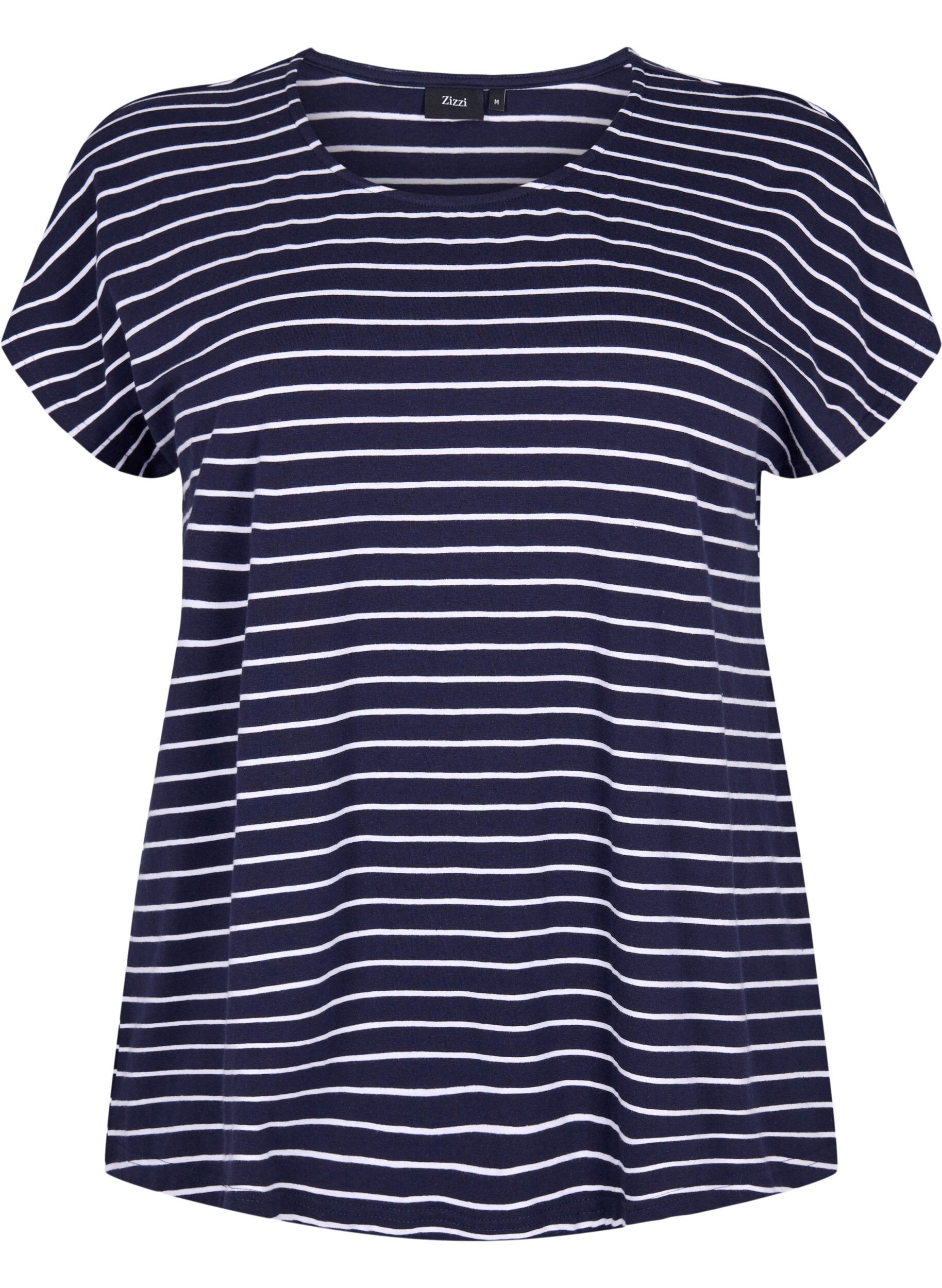 Zizzi T-Shirt aus Baumwolle mit Streifen, Night Sky W. Stripe, Packshot image number 0