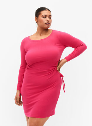 Eng anliegendes Kleid mit Ausschnitt, Raspberry Sorbet, Model image number 0