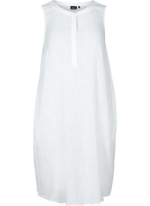 Ärmelloses Kleid aus Baumwolle, White, Packshot image number 0
