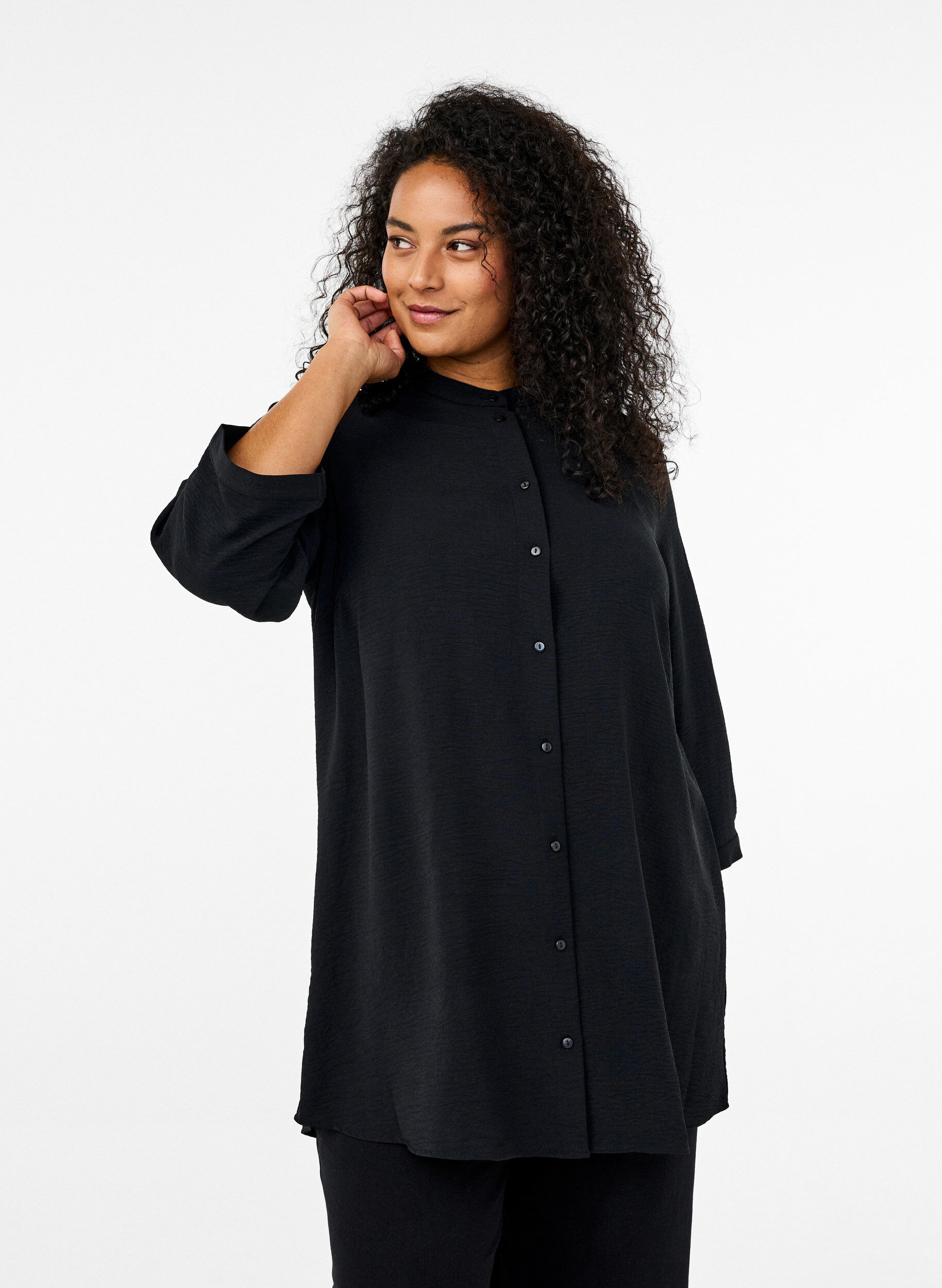 Tunika mit 3/4-&Auml;rmeln, Schwarz, Model