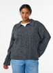 Zopfmuster-Pullover mit Polokragen, Grau, Model image number 0