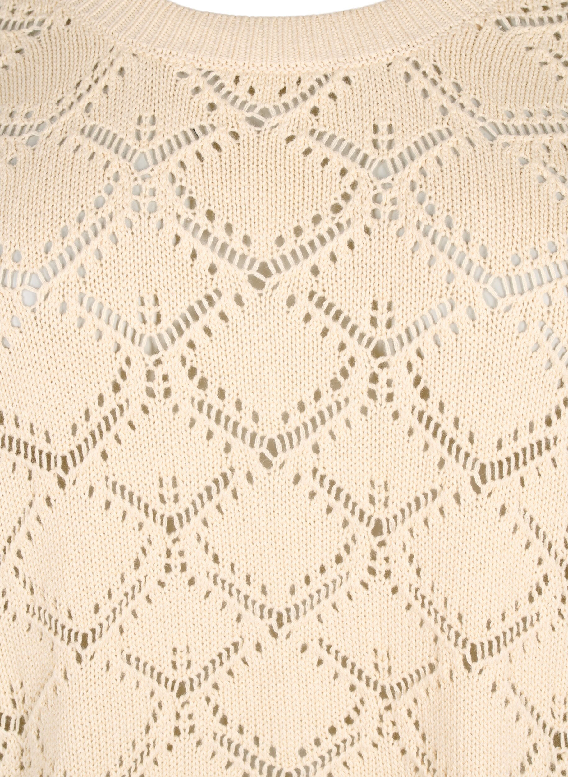Zizzi  Gestrickte Bluse mit Muschelmuster, Birch, Packshot image number 2