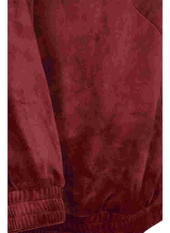 Cardigan aus Velours mit Reißverschluss und Kapuze , Cabernet, Packshot image number 3