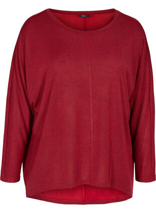 Einfarbige Bluse mit langen Ärmeln, Red, Packshot image number 0