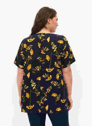FLASH - Bluse mit kurzen Ärmeln und Print, Night Sky Yellow AOP, Model image number 1