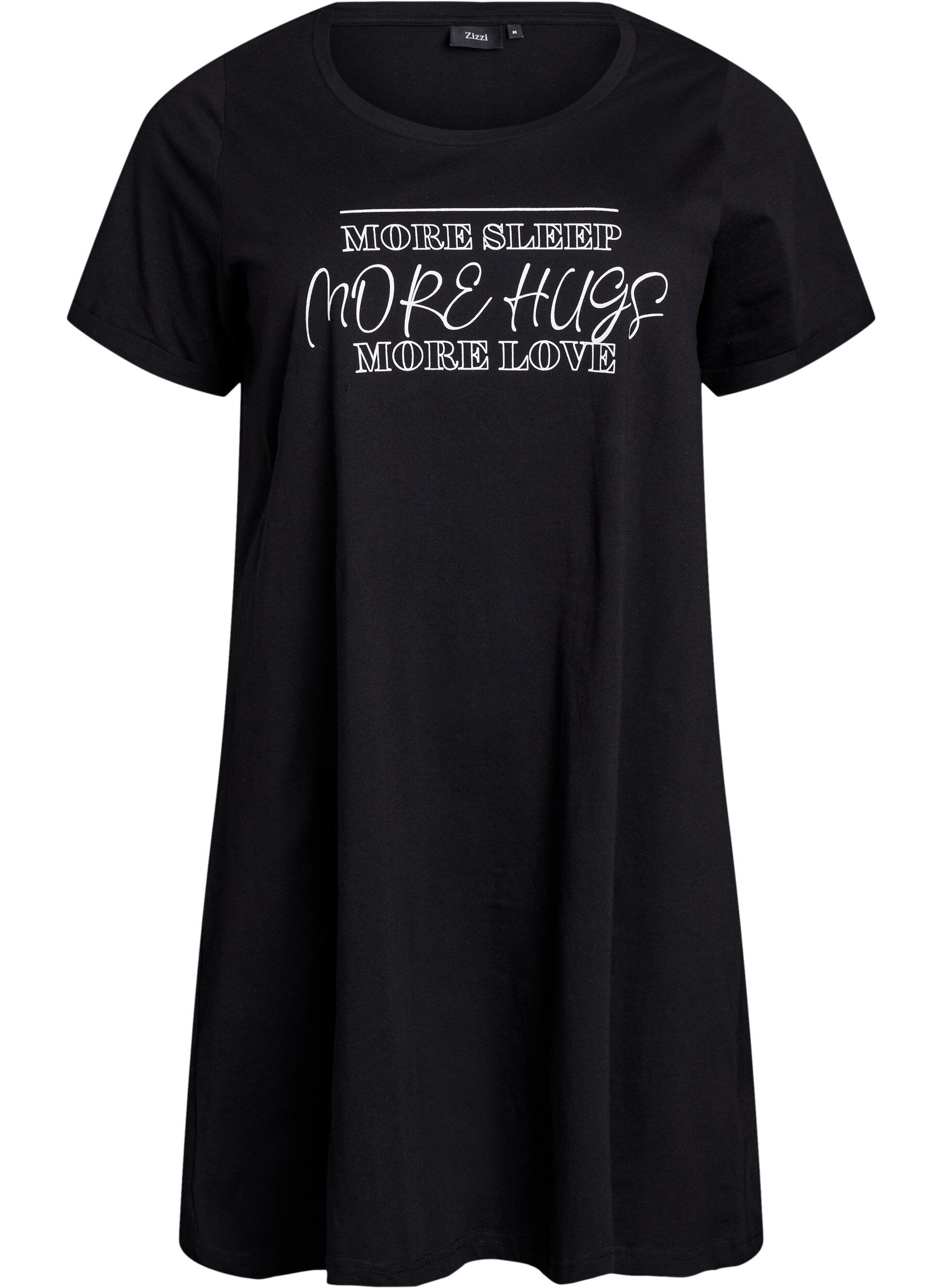 ZizziKurz&auml;rmeliges Nachthemd aus Bio-Baumwolle, Schwarz, Packshot image number 0