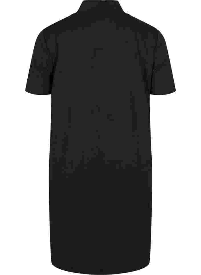 Kurzarm Kleid mit hohem Ausschnitt, Black, Packshot image number 1