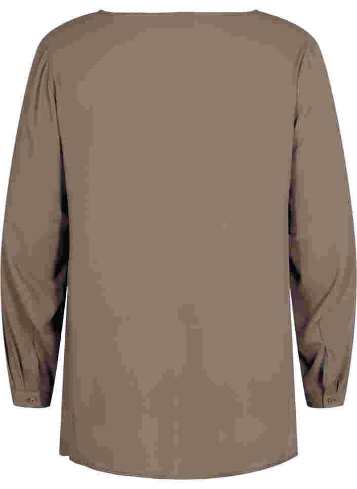 Unifarbenes Hemd mit V-Ausschnitt, Falcon, Packshot image number 1