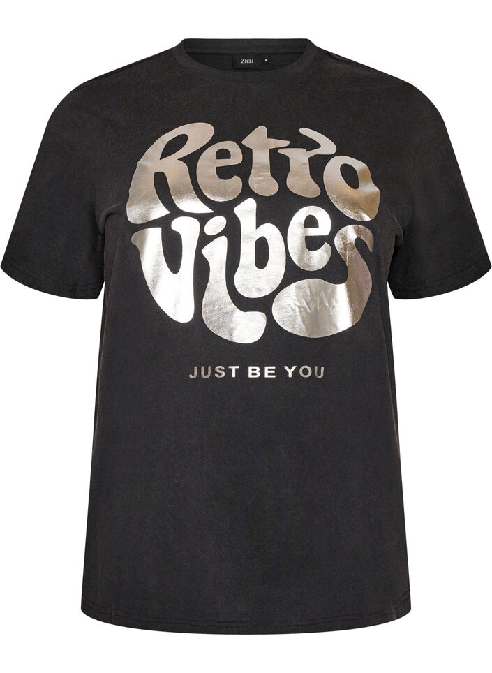 Grafik-T-Shirt aus Bio-Baumwolle, Schwarz, Packshot image number 0