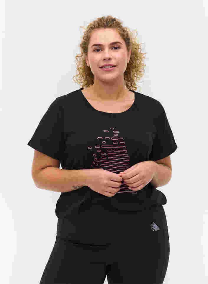 Trainings-T-Shirt mit Print, Black Diva Pink, Model