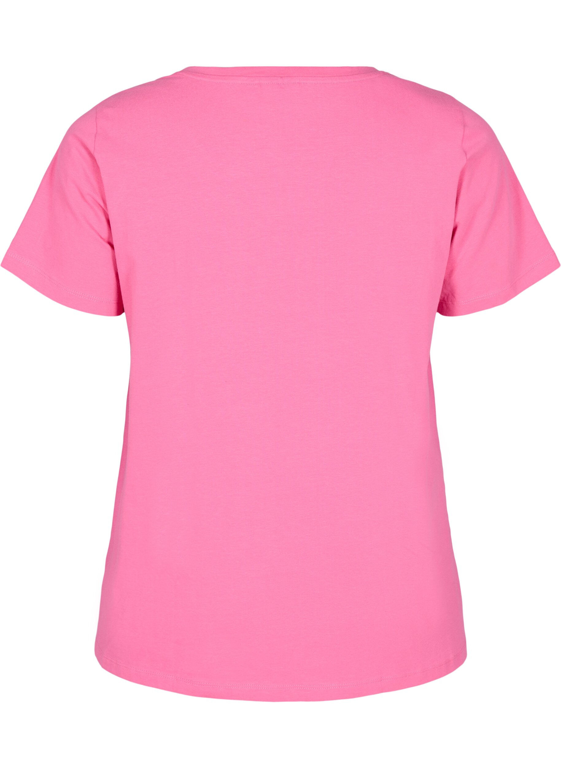Zizzi Einfarbiges basic T-Shirt aus Baumwolle, Pink, Packshot image number 1