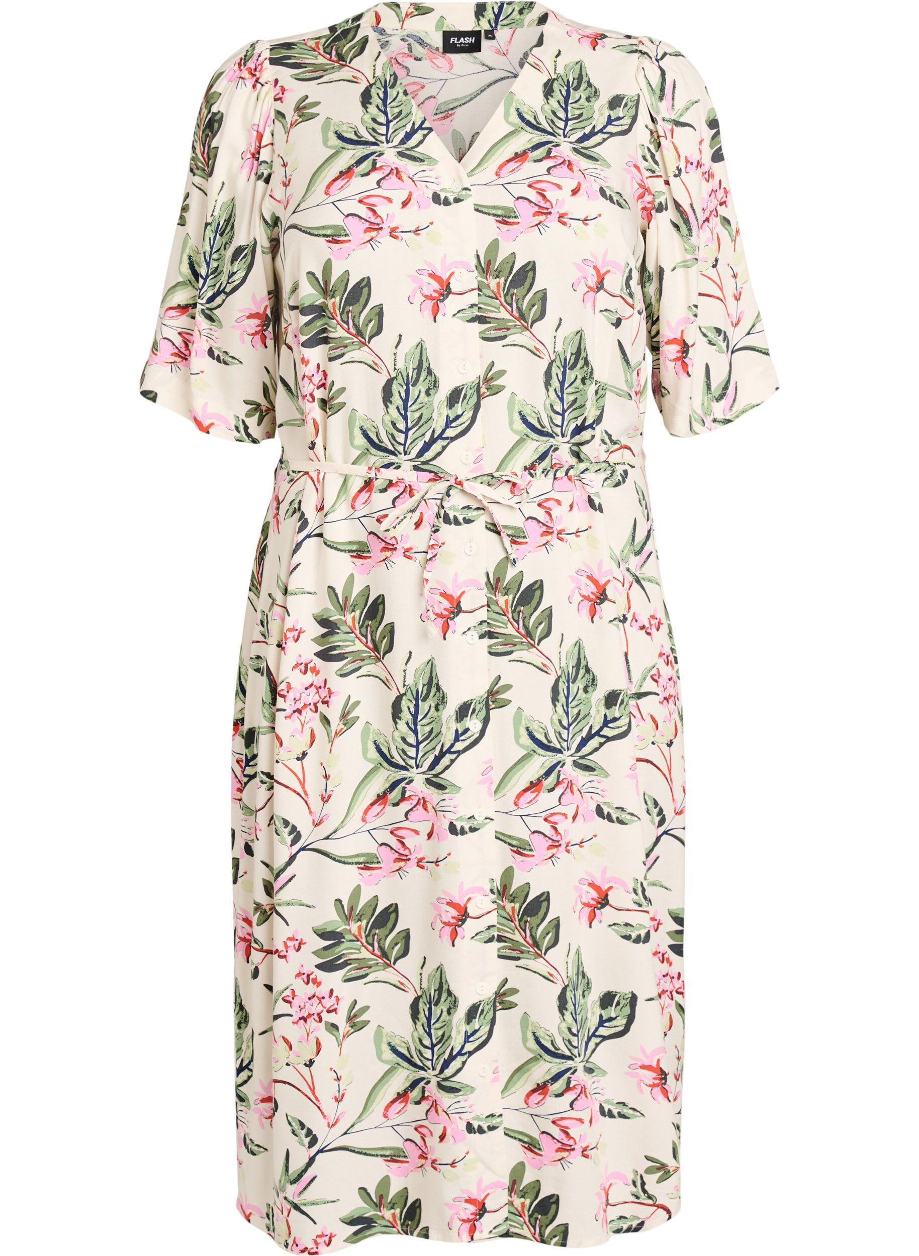 Midikleid mit Print und Bindeg&uuml;rtel