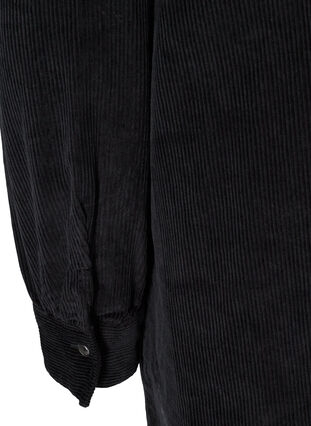 Langarm Hemdbluse aus Cord, Black, Packshot image number 3