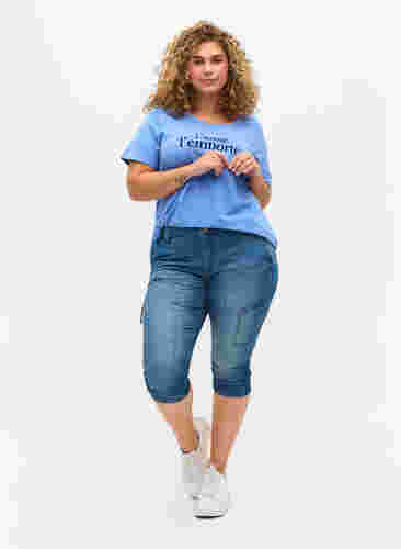 Kurzarm T-Shirt aus Baumwolle mit Aufdruck, Ultramarine / N.Sky, Model image number 2