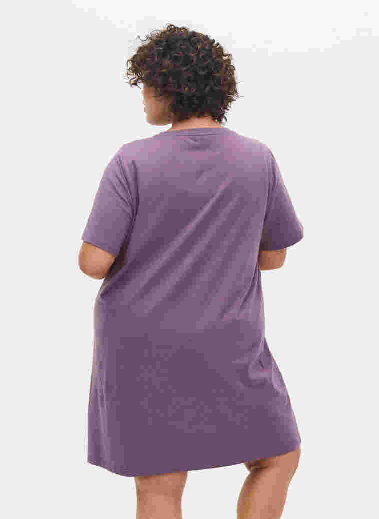 Meliertes T-Shirt-Nachthemd mit kurzen Ärmeln, Vintage Violet Mel., Model image number 1