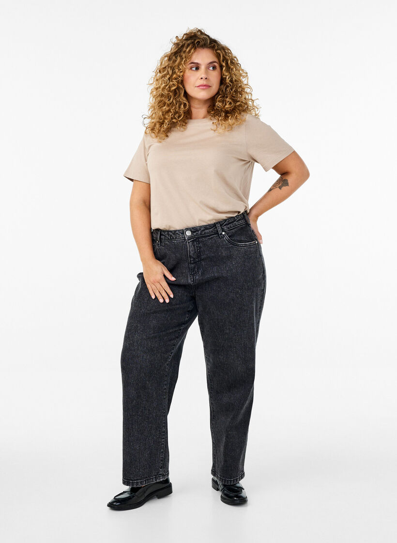Basic-T-Shirt aus Baumwolle mit Rundhalsausschnitt, Beige, Model image number 1