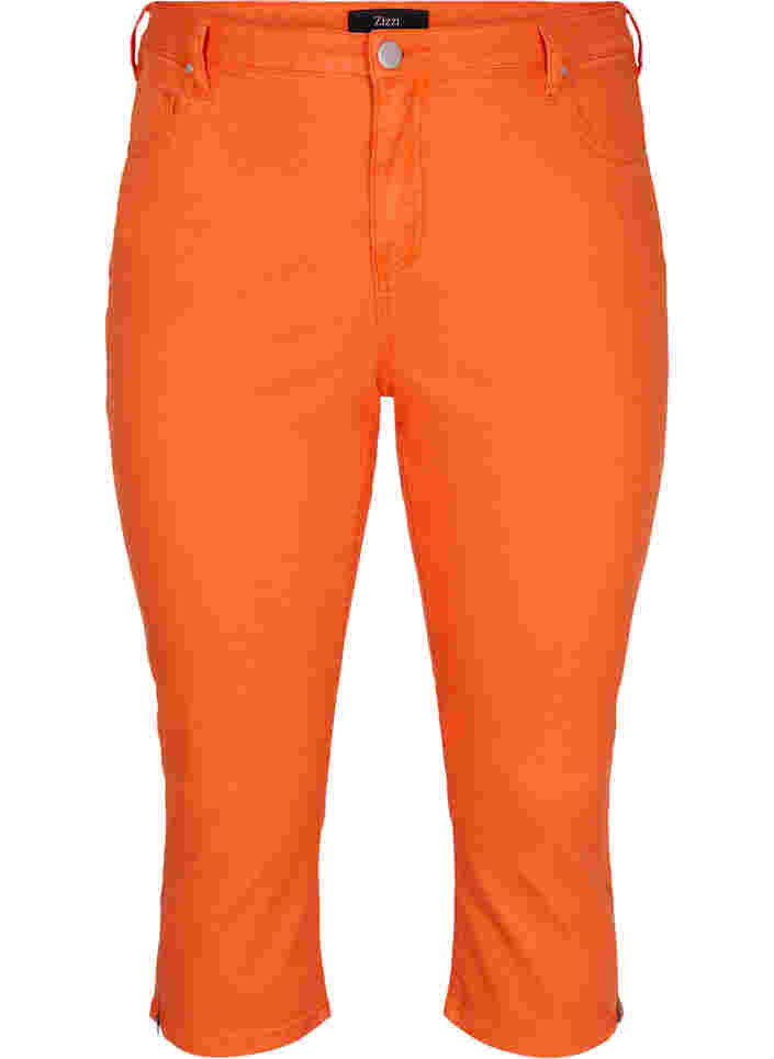 Eng sitzende Capri-Hose mit Reißverschluss, Orange , Packshot image number 0