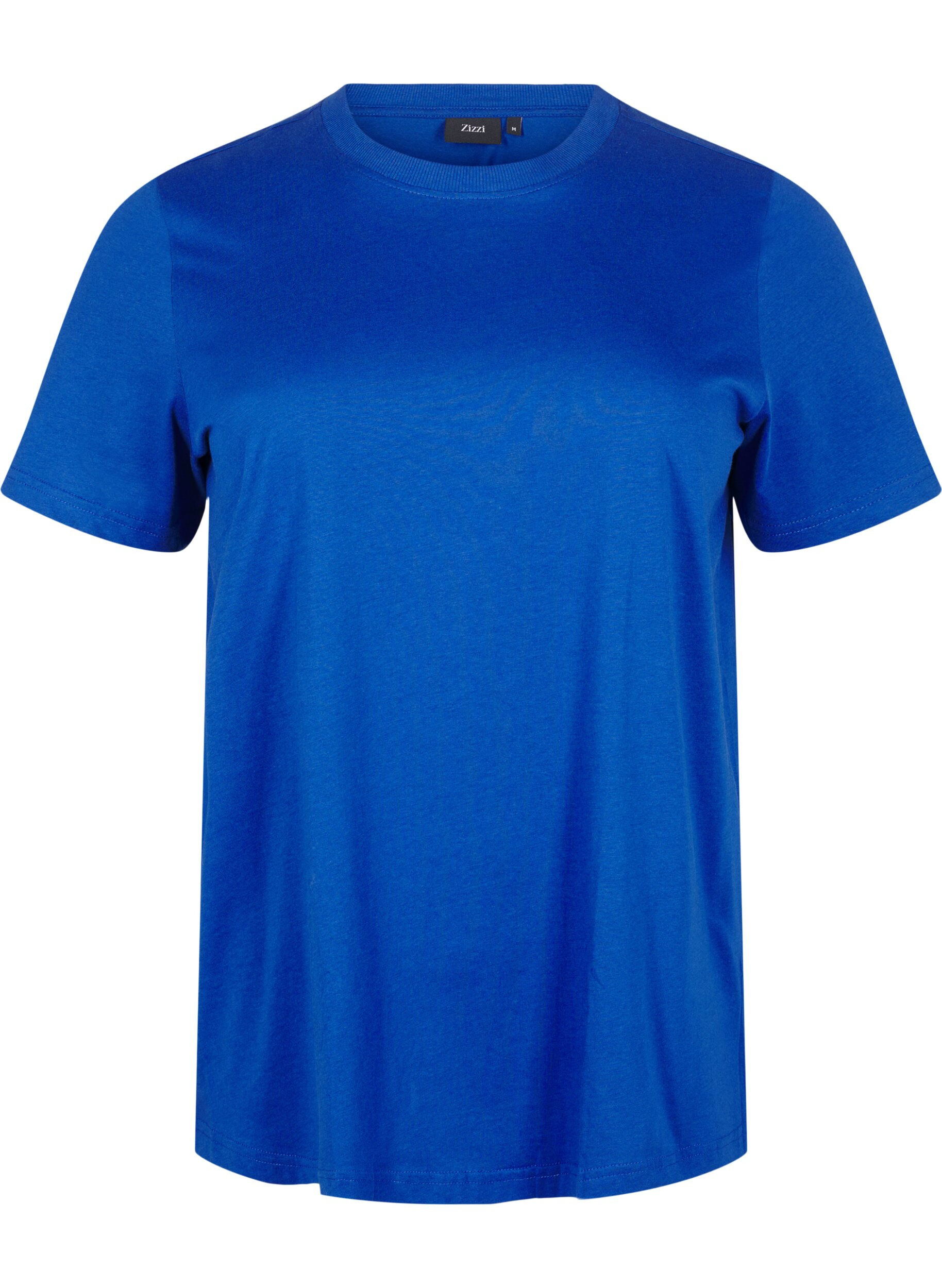 Zizzi Basic-T-Shirt aus Baumwolle mit Rundhalsausschnitt, Blau, Packshot image number 0