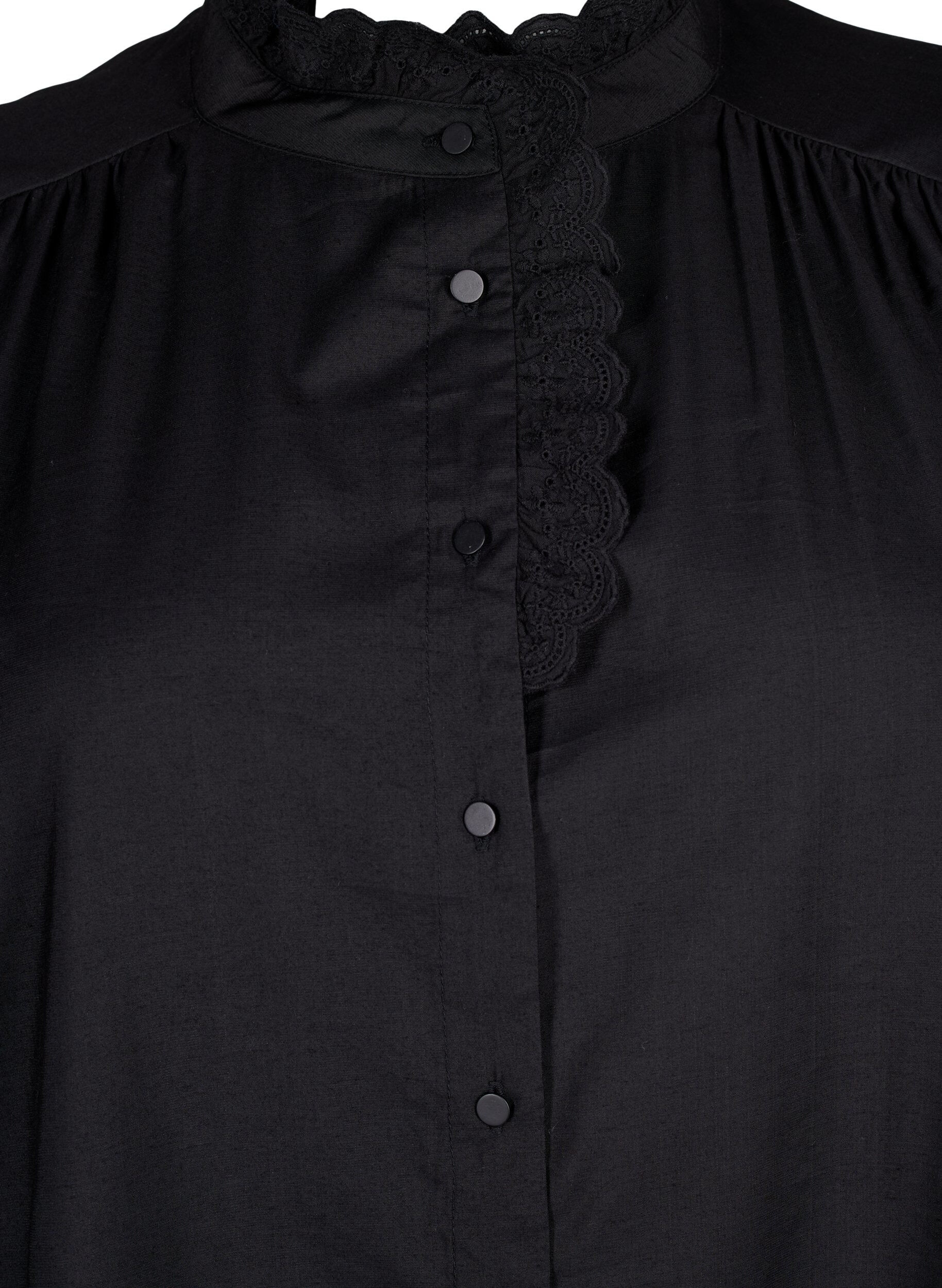 Zizzi Viskose Shirt Bluse mit Ruffles, Black, Packshot image number 2