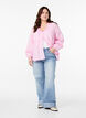 Gestreifte Bluse mit offener Vorderseite und Stickereien, Pink, Model image number 1