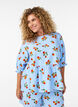 Bluse aus Baumwolle mit Tomaten-Print und Peplum, Blau, Model image number 0