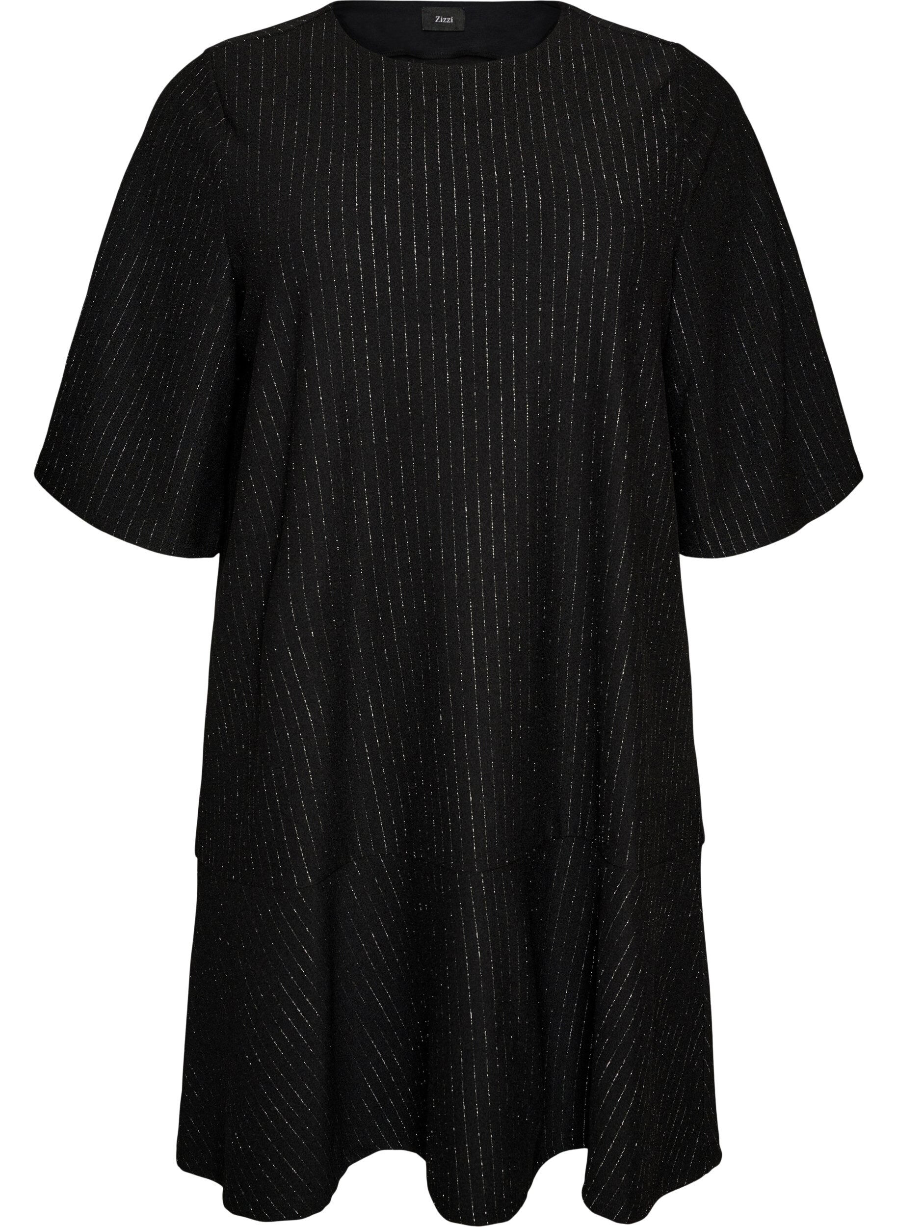 ZizziKurzes A-Linien-Kleid mit Glitzerstreifen, Schwarz, Packshot image number 0
