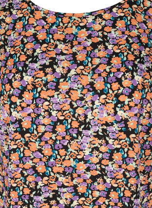 Bedrucktes Kleid mit kurzen Ärmeln, Black Flower AOP, Packshot image number 2