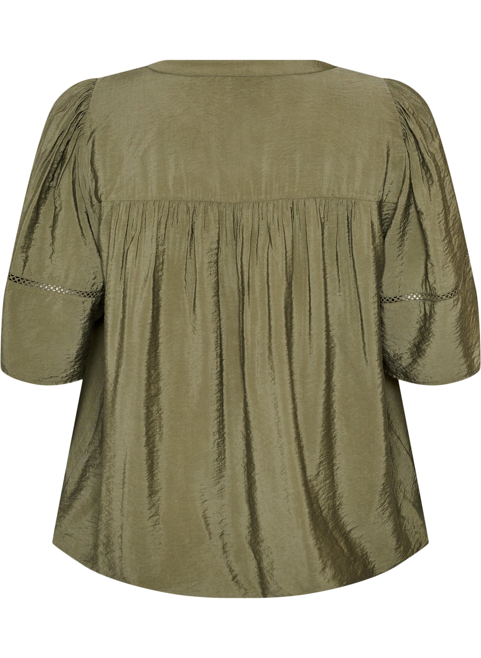 ZizziBluse aus Viskose mit Biesen und Ballon&auml;rmeln, Gr&uuml;n, Packshot image number 1