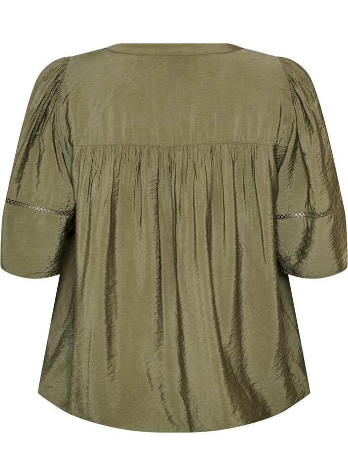 Bluse aus Viskose mit Biesen und Ballon&auml;rmeln, Gr&uuml;n, Packshot image number 1