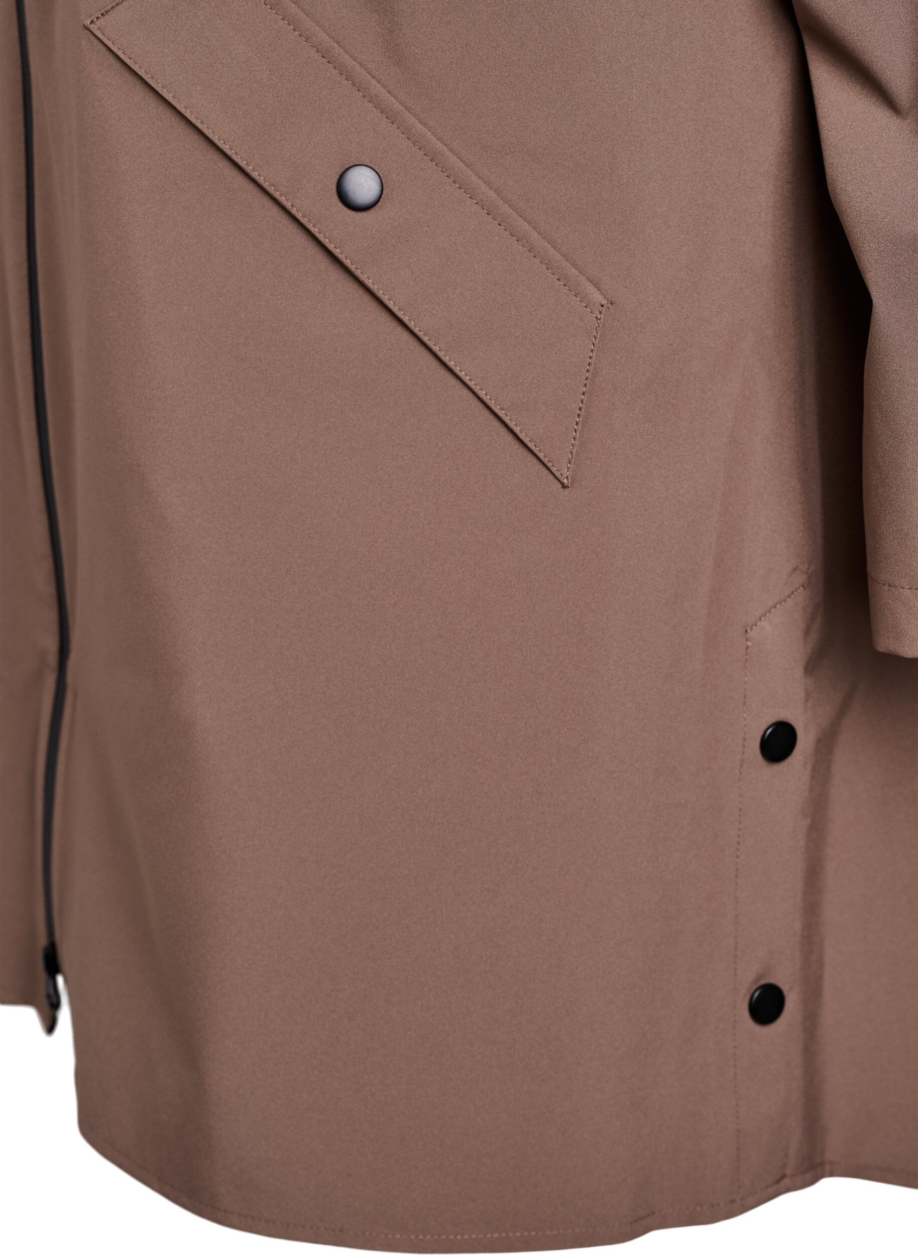 Zizzi Regenjacke mit Taschen und Kapuze., Braun, Packshot image number 3