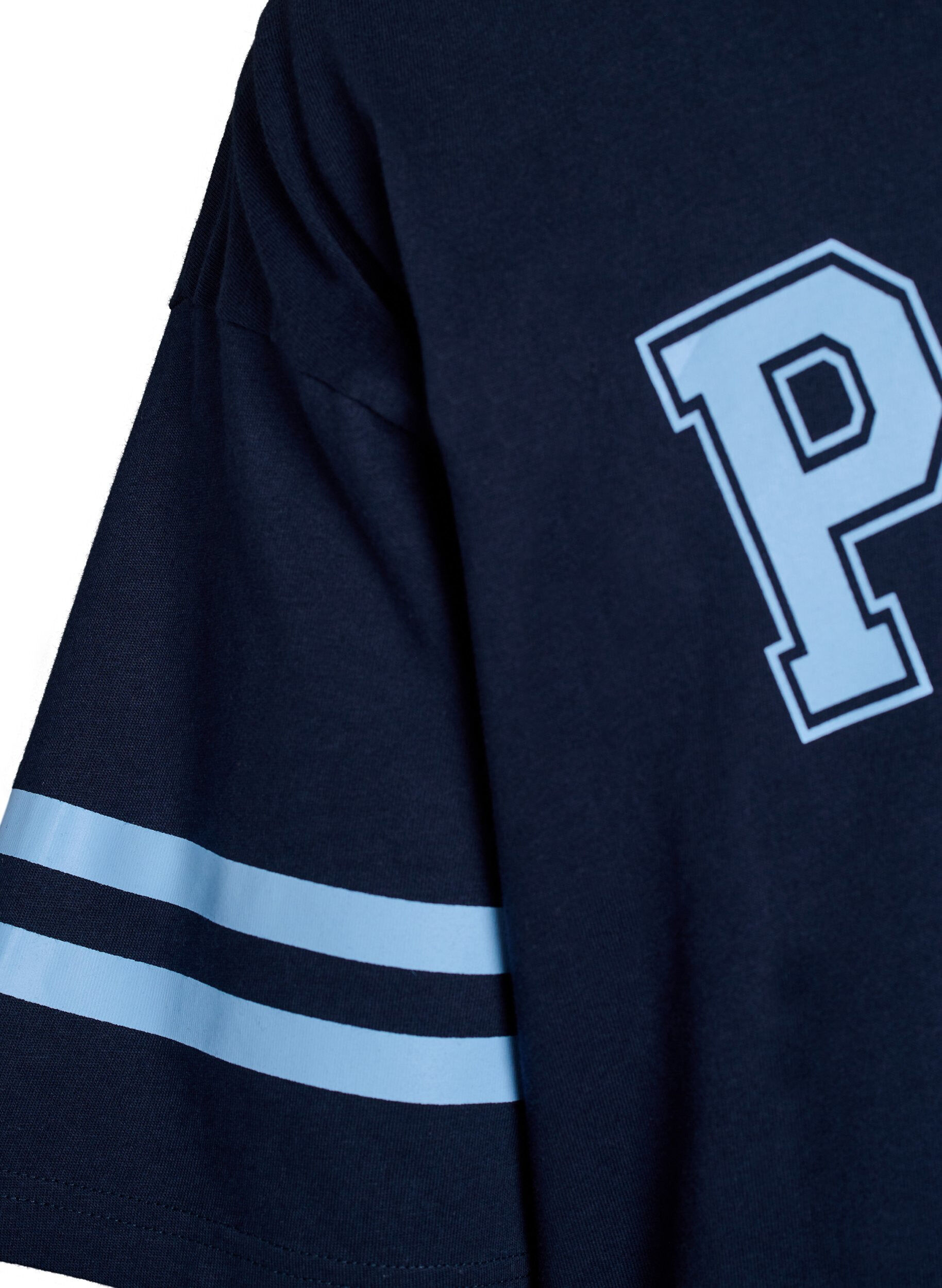 ZizziKurzes T-Shirt-Kleid mit sportlichen Details, Blau, Packshot image number 4