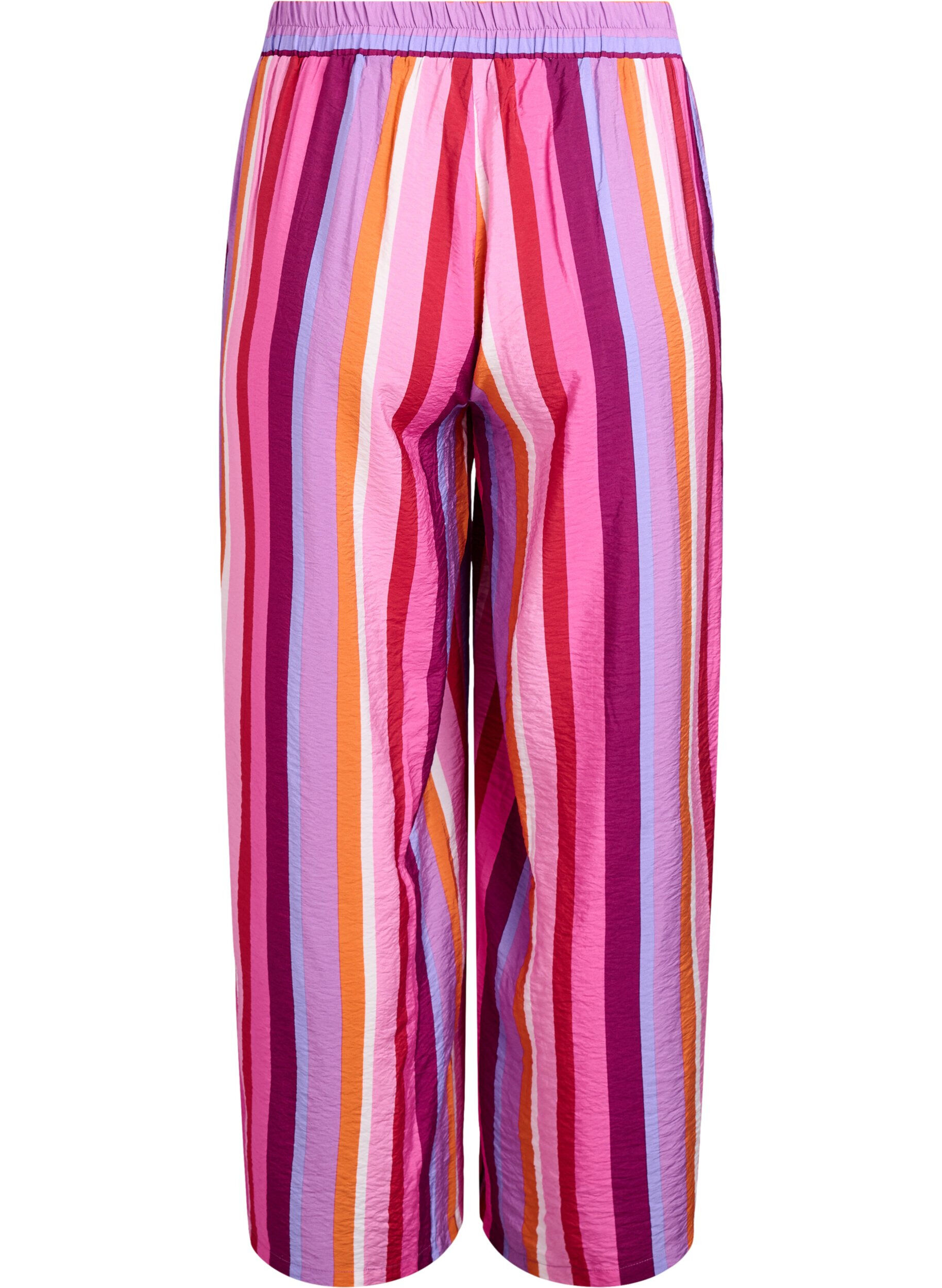 Zizzi Locker geschnittene Viskosehose mit Streifen, Pink, Packshot image number 1