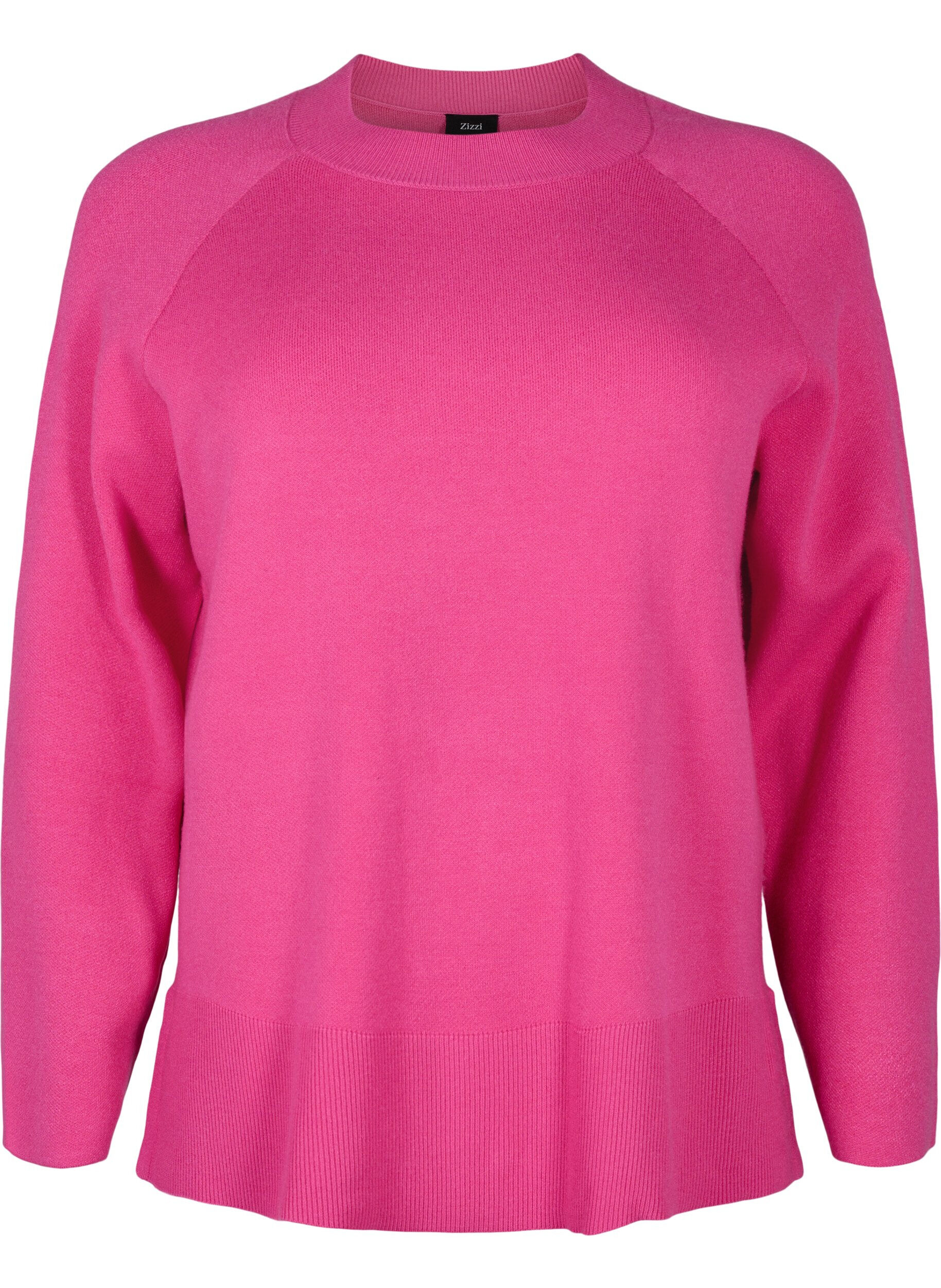 Zizzi Pullover aus Viskosemischung mit Seitenschlitz	, Raspberry Rose, Packshot image number 0