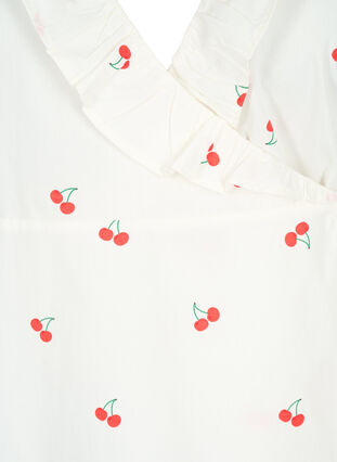 Wickelbluse aus Baumwolle mit Blumendruck, B. White/Cherry, Packshot image number 2