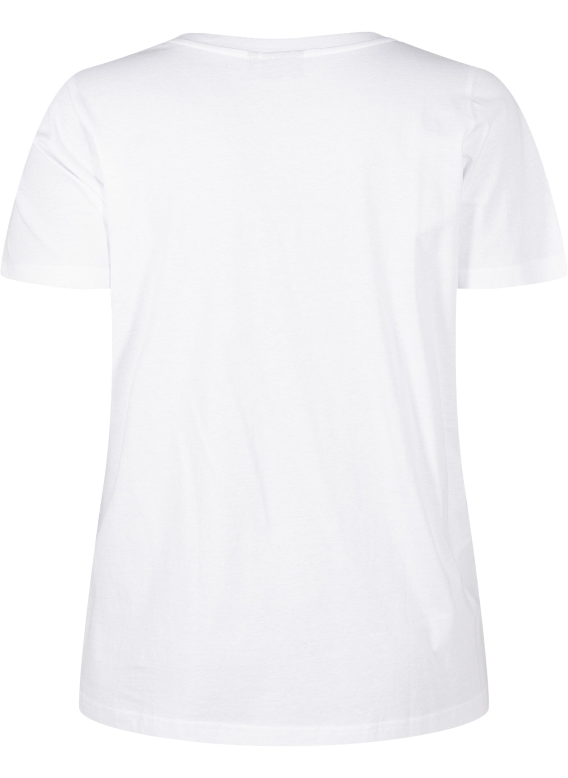 Zizzi Baumwoll-T-Shirt mit Strasssteinen, Bright White, Packshot image number 1