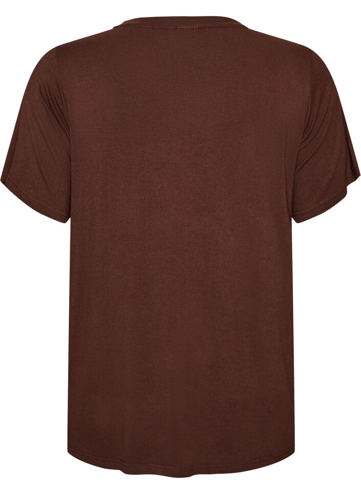 T-Shirt aus Viskose mit Strasssteinen, Braun, Packshot image number 1