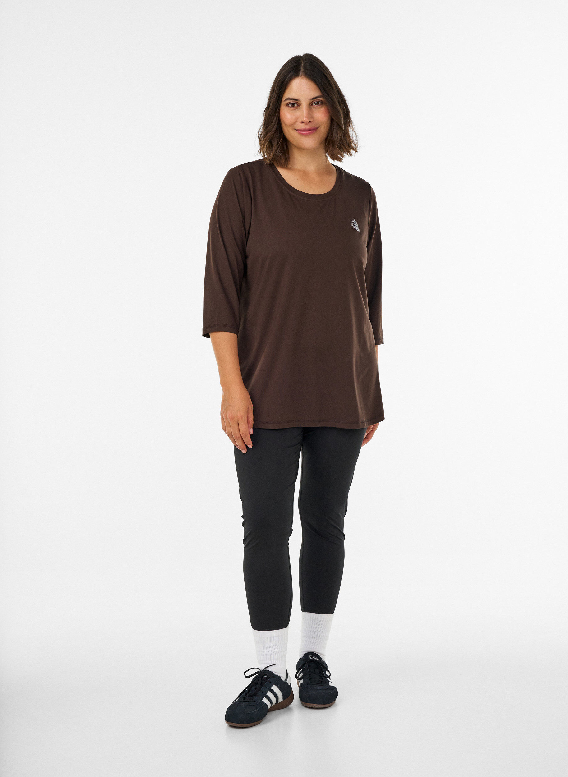 ZizziTrainingsshirt mit 3/4-&Auml;rmeln, Braun, Model image number 1