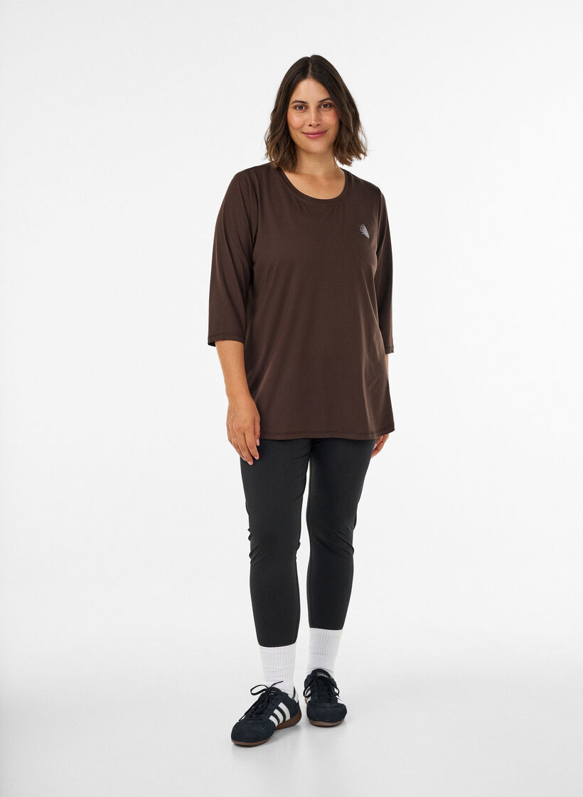 Trainingsshirt mit 3/4-&Auml;rmeln, Braun, Model image number 1