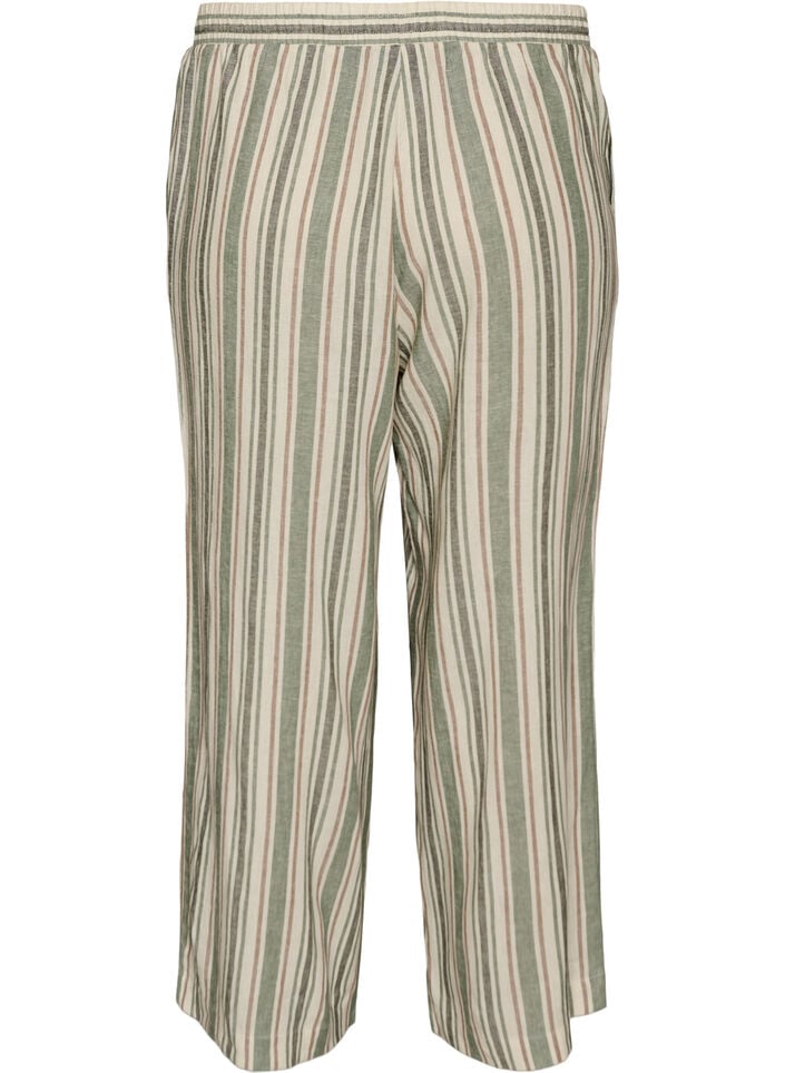 Hose aus Leinen und Viskose mit weitem Bein, Vanille, Packshot image number 1