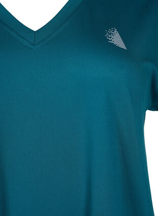 Lockeres Trainings-T-Shirt mit V-Ausschnitt, Deep Teal, Packshot image number 2