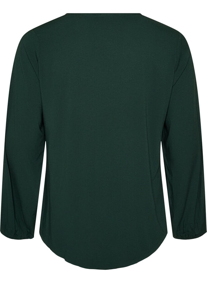 Bluse aus Viskose mit V-Ausschnitt und abgerundetem Saum, Gr&uuml;n, Packshot image number 1