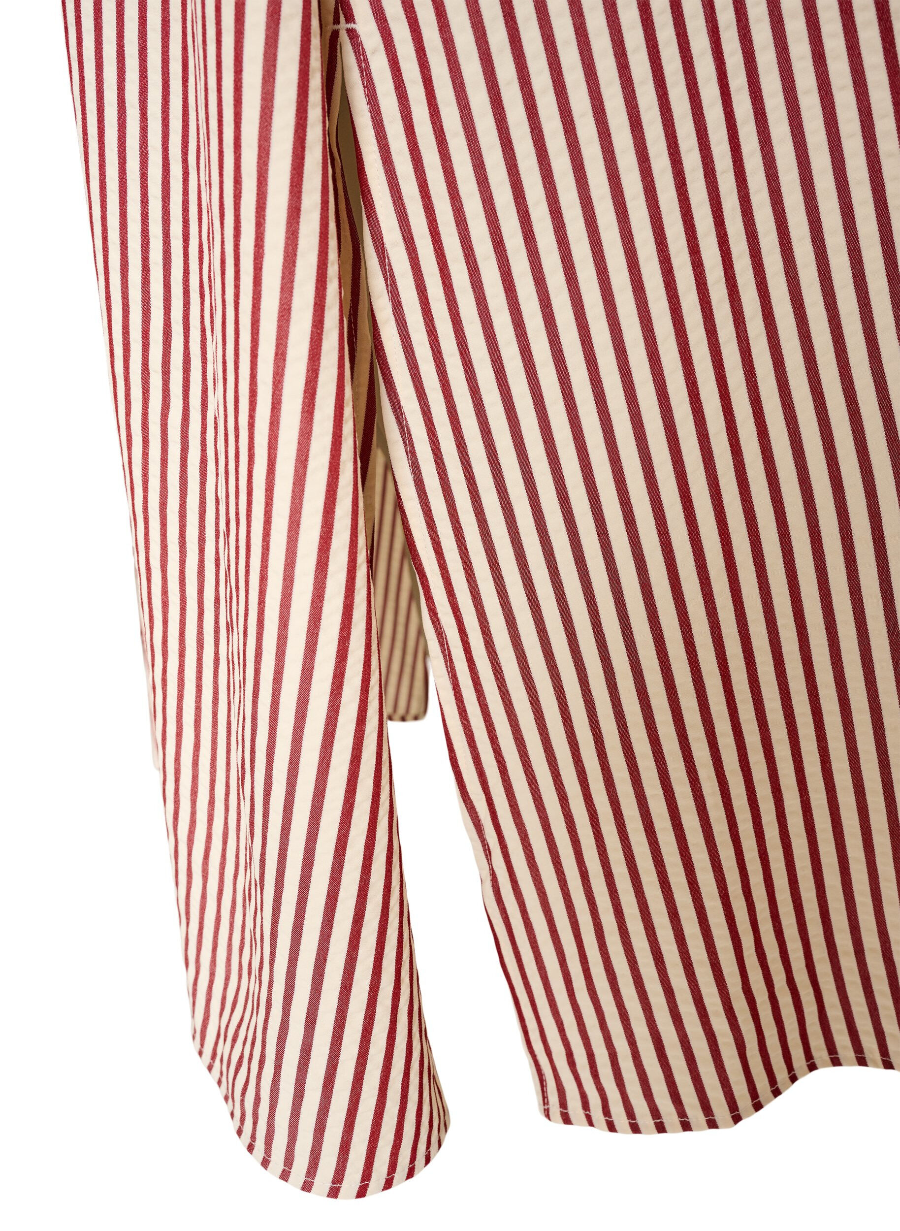 ZizziKn&ouml;chellanges Hemdblusenkleid mit Bindeg&uuml;rtel und Streifen, Rot, Packshot image number 3